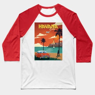 Vintage Travel Poster - Havana Cuba Baseball T-Shirt